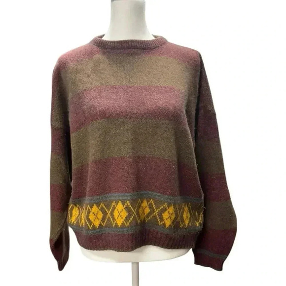 Saks Fifth Avenu Sweaters - Vintage Made For Saks Fifth Avenue Striped Lambs Wool/Rabbit Hair/Angora Sweater